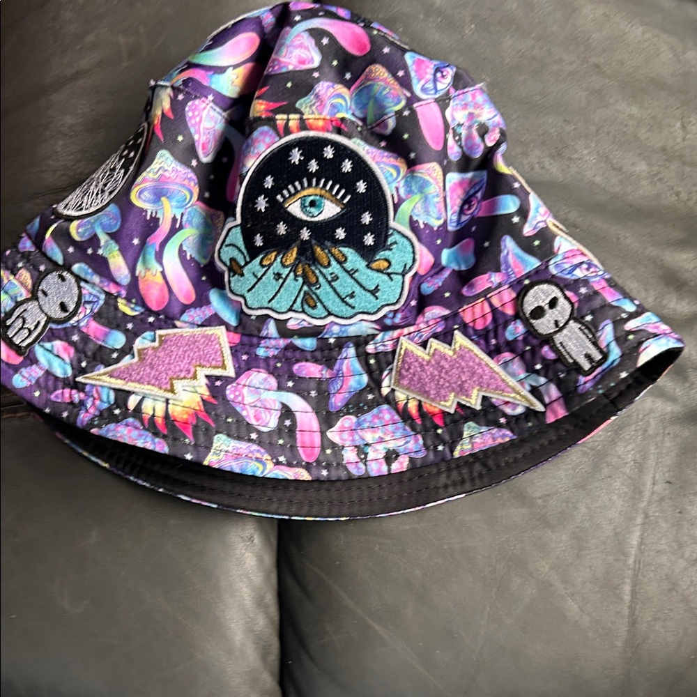 Mystical Mushroom Print Bucket Hat - Purple Multi